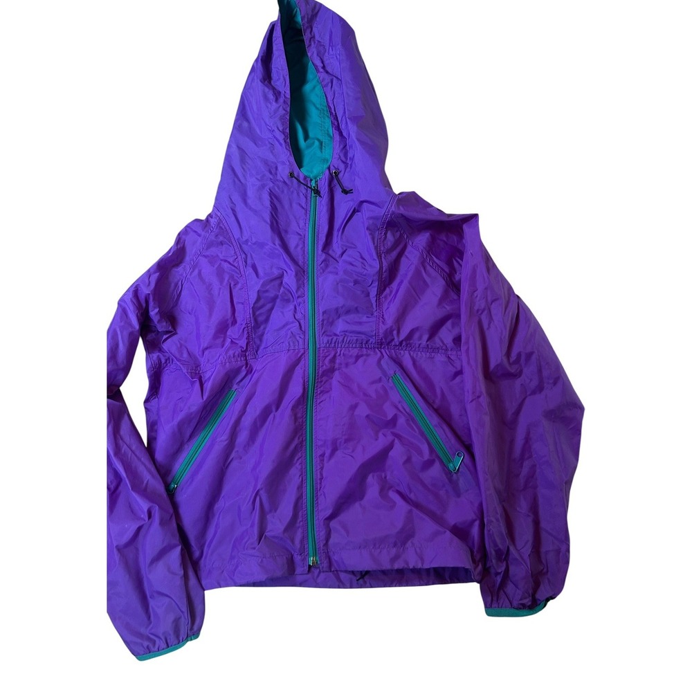 Vintage Sierra Designs Rain Jacket Windbreaker Mens MEDIUM Purple 90s Shell Hood